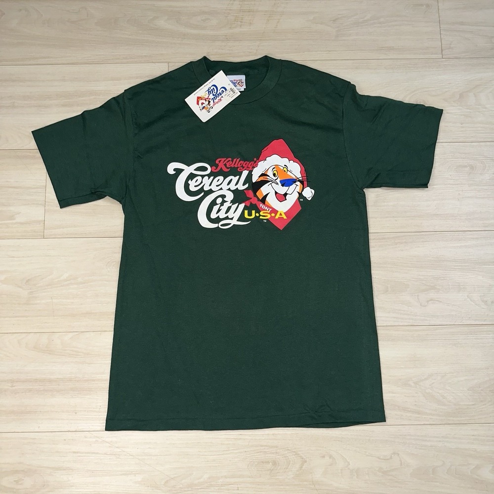 Vintage Kellogg's Tony the Tiger Graphic T Shirt Adult Size Medium 90s Christmas